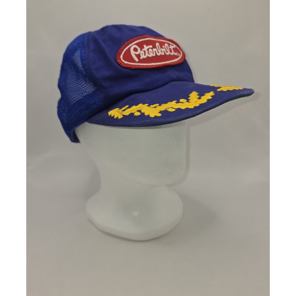 Vintage Peterbilt Snapback Trucker Hat Cap Mesh Blue Gold Oak Leaf